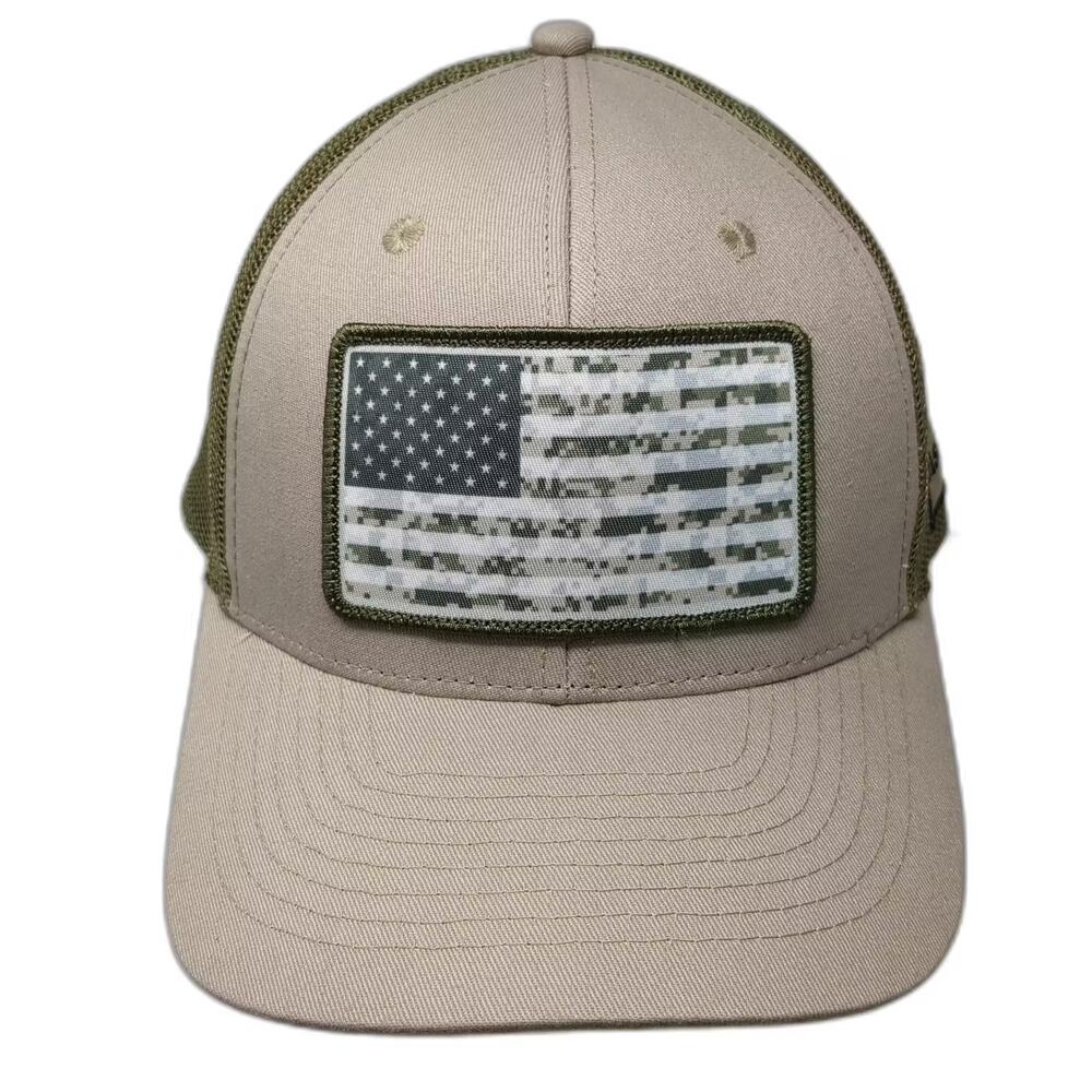 Case IH Trucker Hat Beige American Flag Camo Snapback One Size Mesh Back Patch